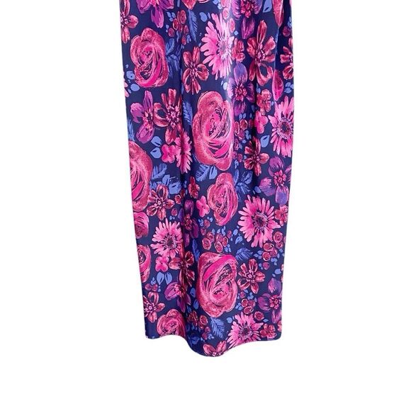 Chanteuse Intimates Pink & Purple Floral Slip Dress Maxi Silky Women’s Medium - Picture 7 of 11